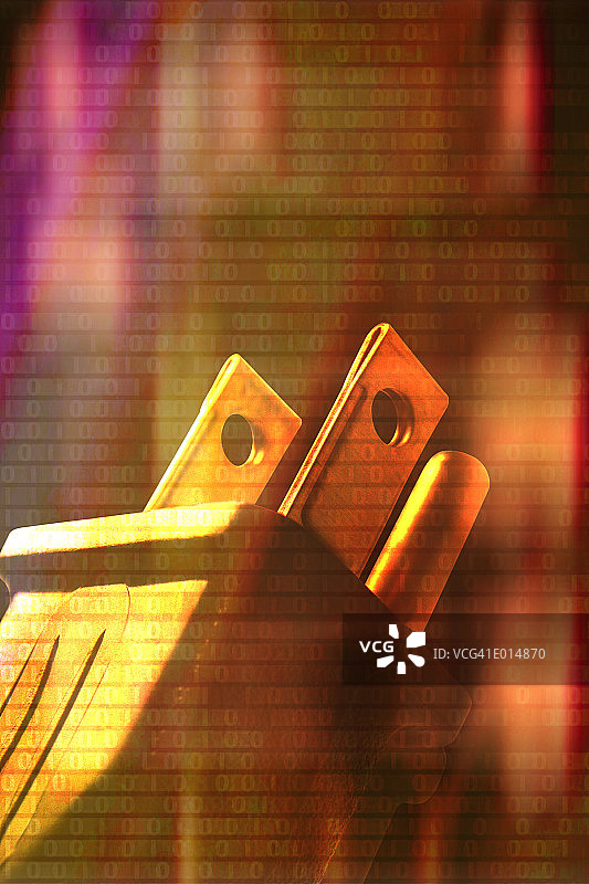 带有二进制代码的电源插头图片素材