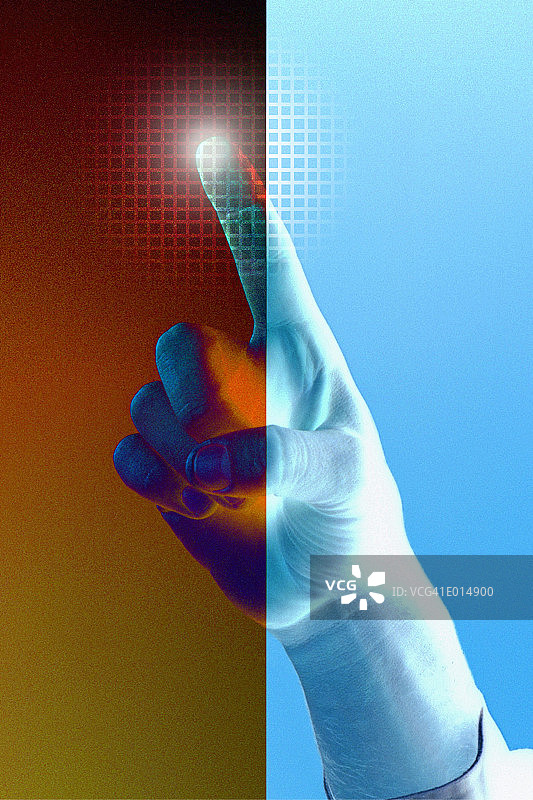 带有发光指尖的手图片素材