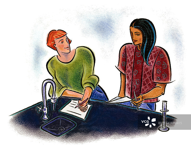 做笔记的实验室伙伴图片素材