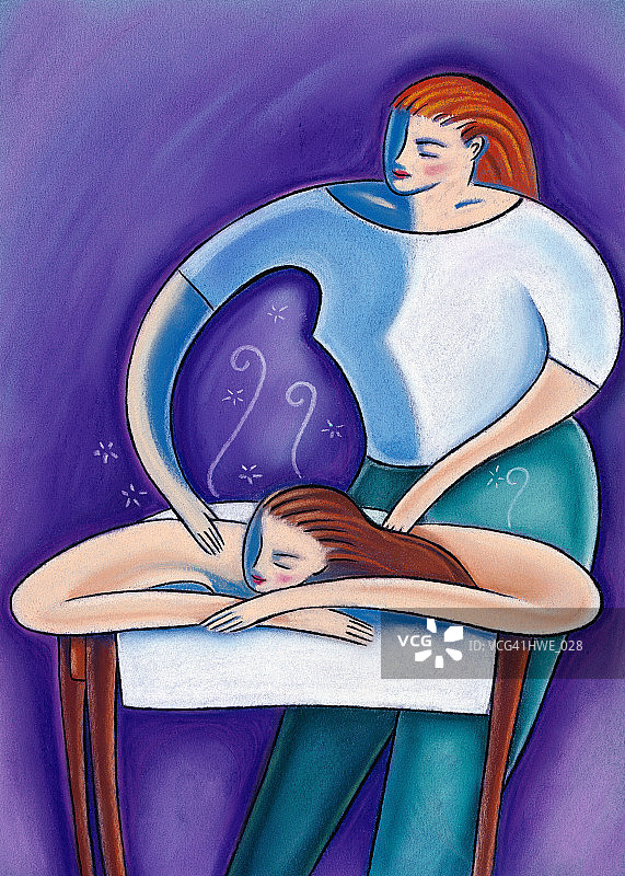 女按摩师为女性按摩图片素材