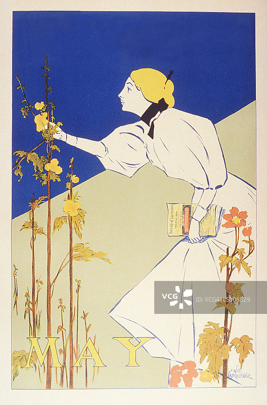 摘花的女人图片素材