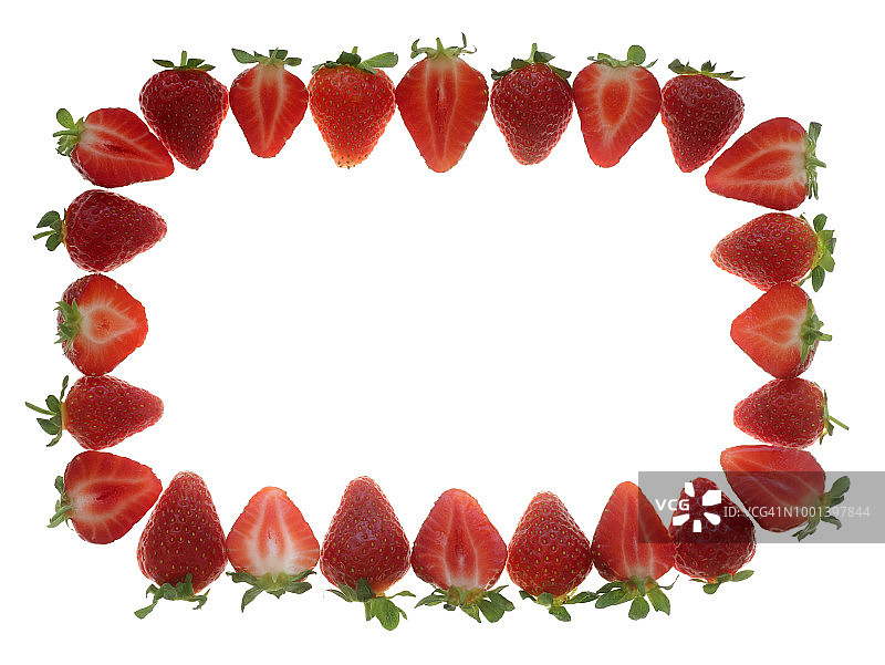 草莓切半白色背景边框图片素材