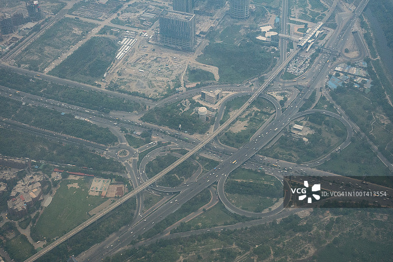 印度诺伊达-大诺伊达高速公路白天航拍景观图片素材