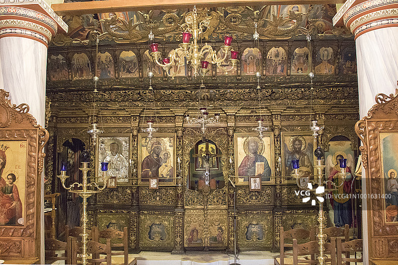 阿依奥斯·尼古拉斯大教堂的绘画和图标装饰图片素材