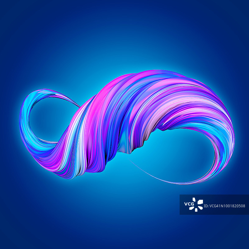 粉色和蓝色扭曲形状抽象几何3D渲染插图图片素材