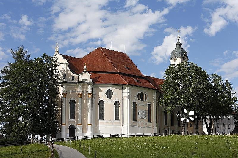 维斯教堂：维斯受鞭打救世主朝圣教堂，德国巴伐利亚图片素材