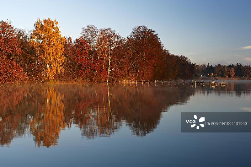 德国上巴伐利亚州沃尔特湖的秋日景色图片素材