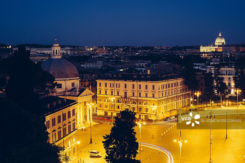 罗马人民广场日出景色图片素材