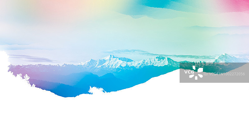 背景抽象朦胧的山脉彩色壁纸数字艺术渐变蜡笔戏剧性的背景图片素材