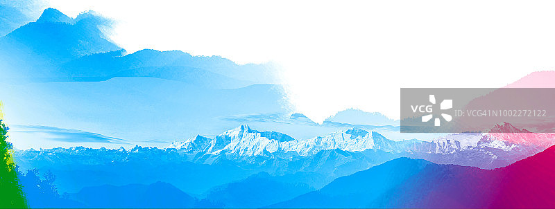 背景抽象朦胧的山脉彩色壁纸数字艺术渐变蜡笔戏剧性的背景图片素材