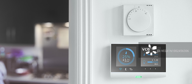 家中的智能电表读数图片素材