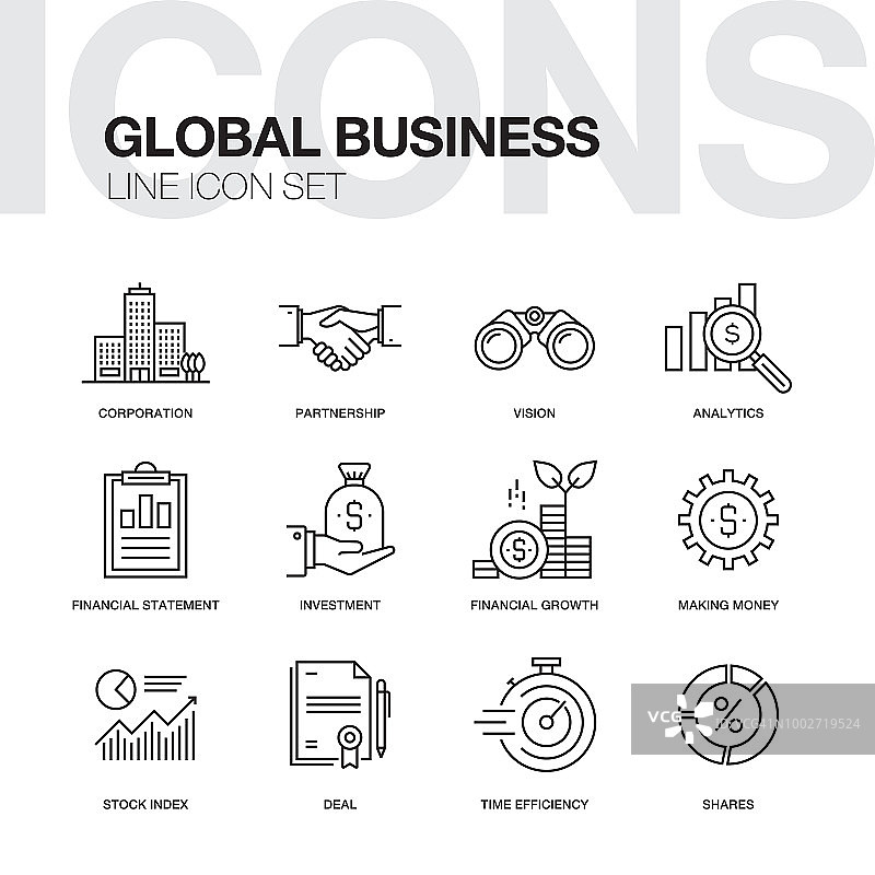 全球商业线性图标图片素材