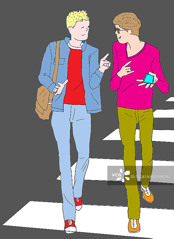 两个朋友在街上聊天图片素材