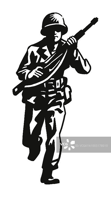 士兵 carrying a rifle图片素材