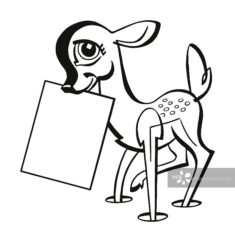 嘴里叼着纸的鹿图片素材
