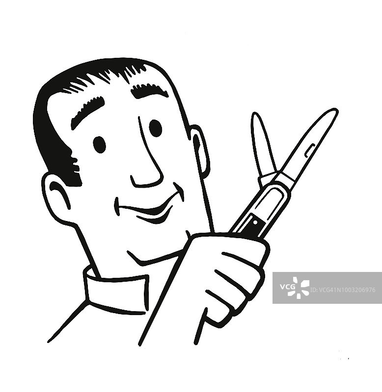 男人手持小刀图片素材