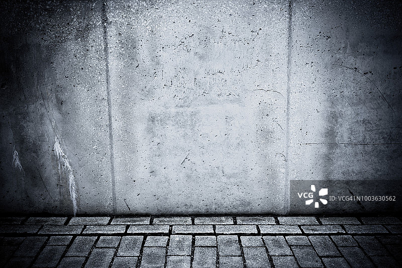 斑驳的混凝土墙和石地板房间背景图片素材