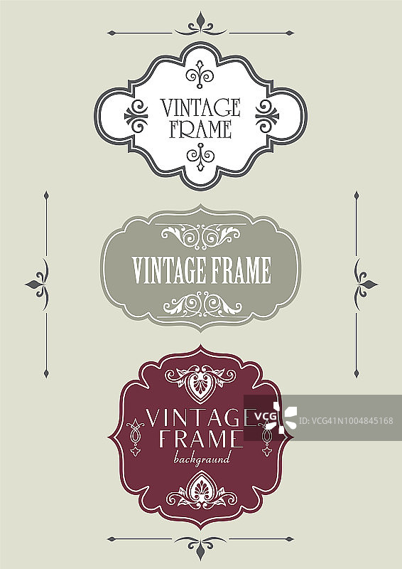 复古框架、banner和徽章矢量插画图片素材