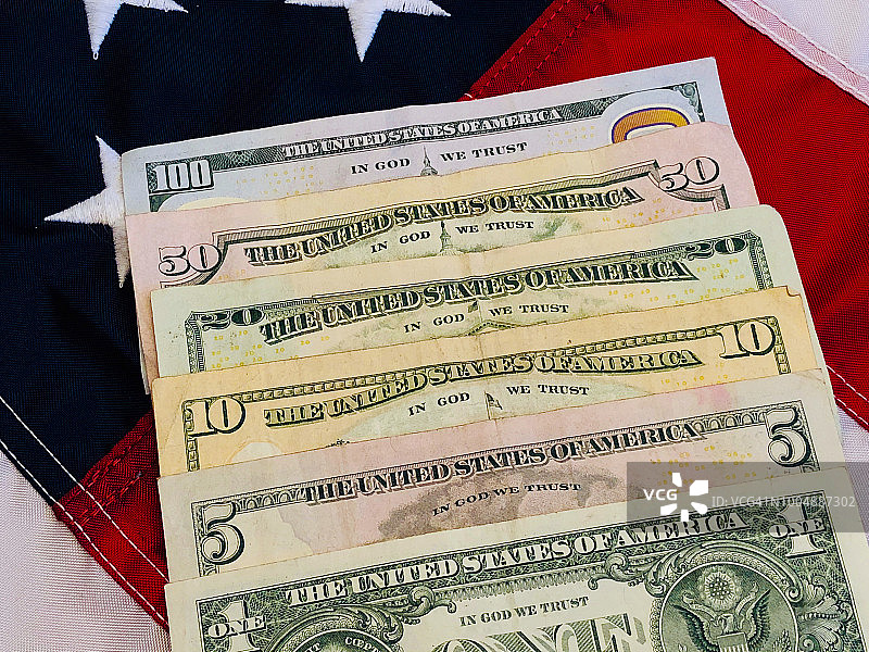 印有“我们信仰上帝”字样的美国纸币收藏图片素材