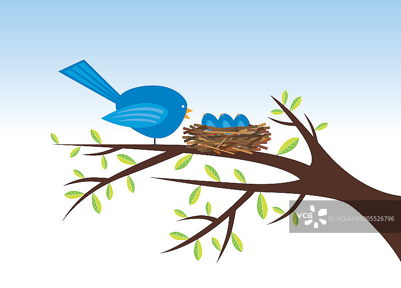 卡通鸟巢插画图片素材