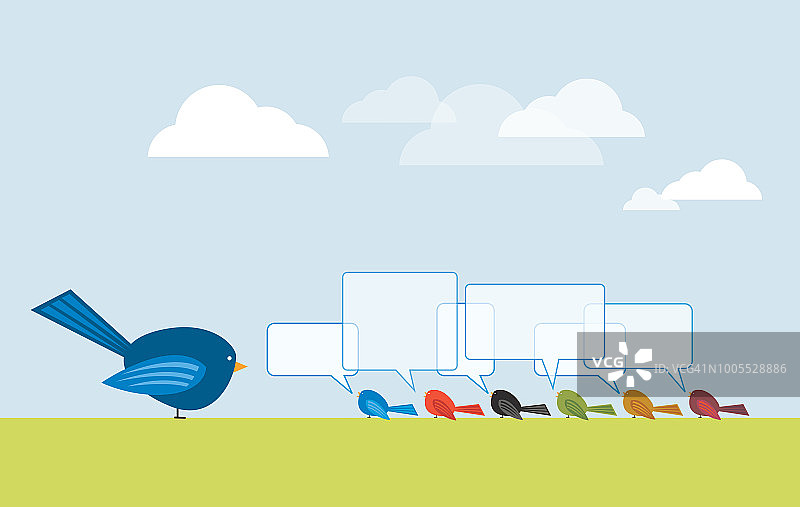 卡通小鸟对话插画图片素材