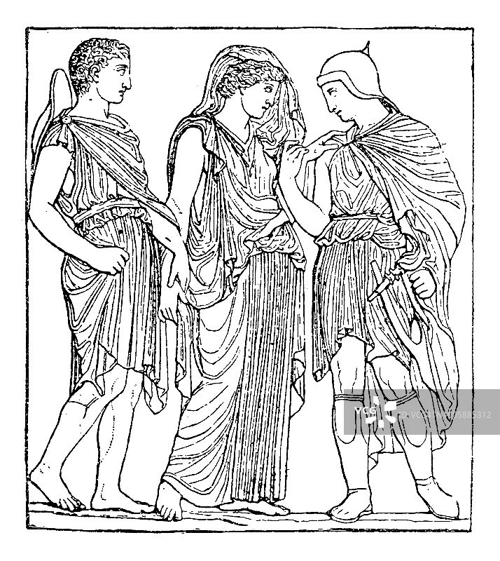 罗马阿尔巴尼别墅中的赫尔墨斯、欧律狄刻和俄耳甫斯图片素材