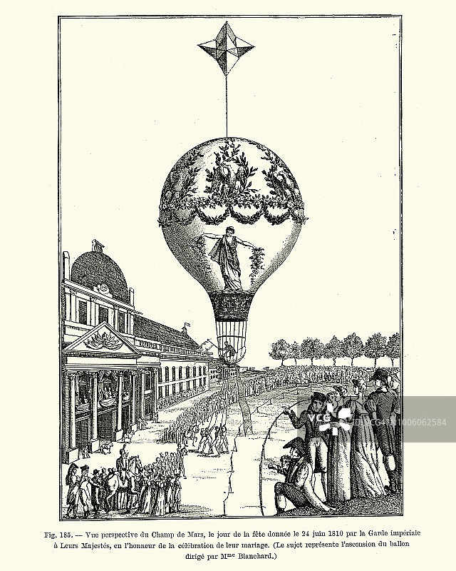 1810年巴黎战神广场的热气球图片素材