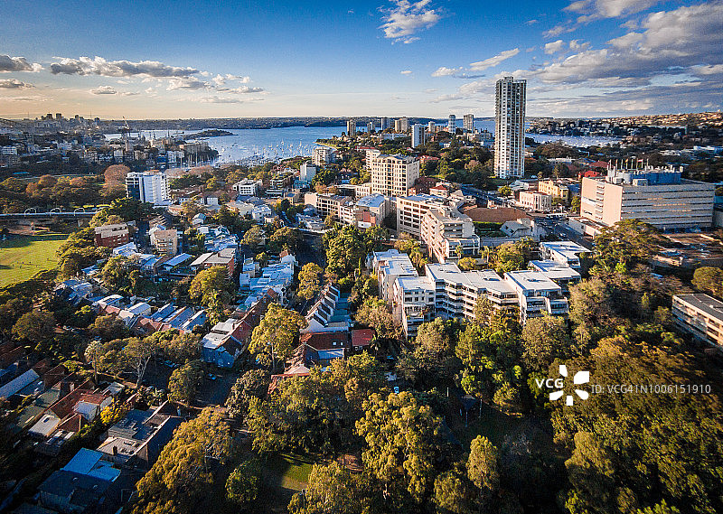 悉尼拉什卡特斯湾和悉尼港鸟瞰图图片素材