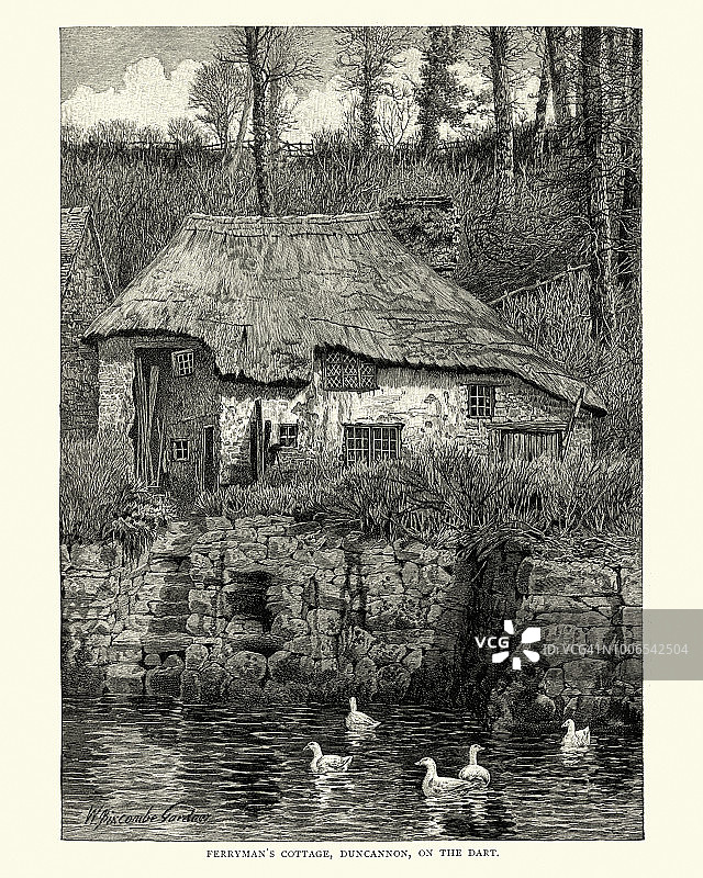 达特河摆渡人小屋图片素材