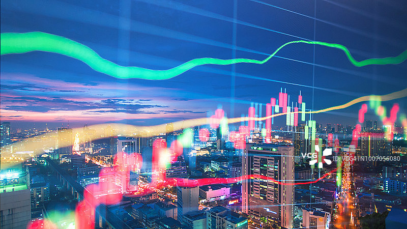 泰国城市景观与投资主题背景和股票市场图表图片素材