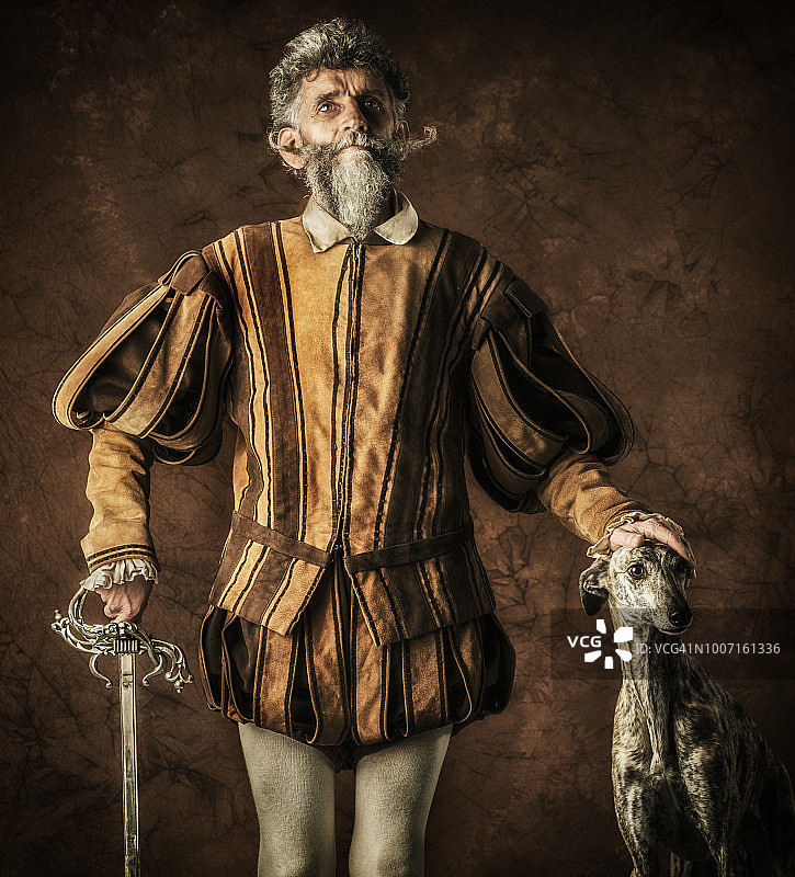 堂吉诃德和他的猎犬肖像图片素材