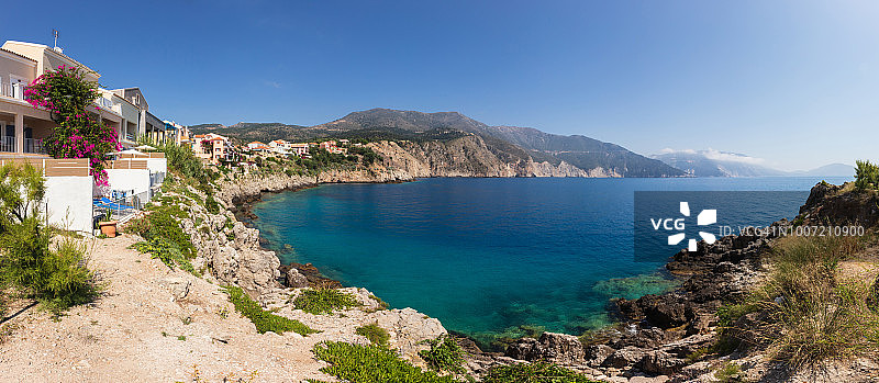 希腊凯法利尼亚岛阿索斯全景图片素材