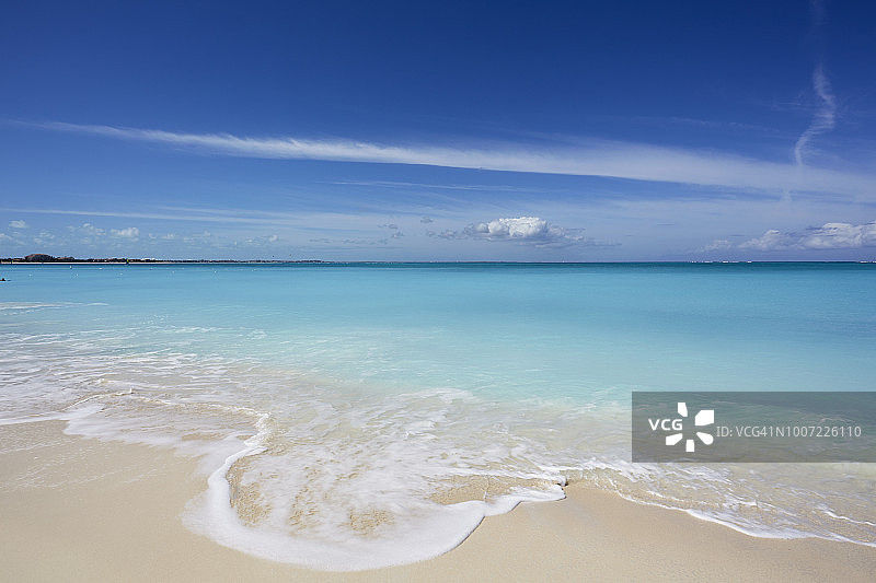 特克斯和凯科斯群岛普罗维登西亚莱斯岛格雷斯湾的沙滩图片素材