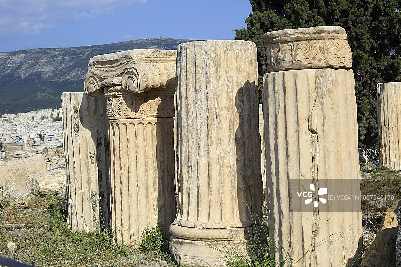 希腊雅典卫城的柱子图片素材