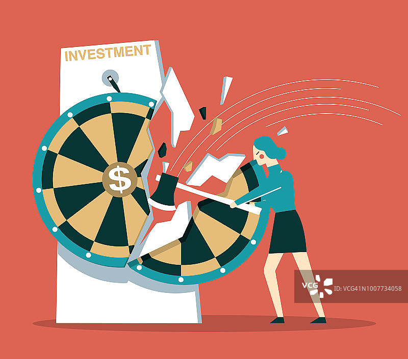 打破幸运轮盘——女商人图片素材