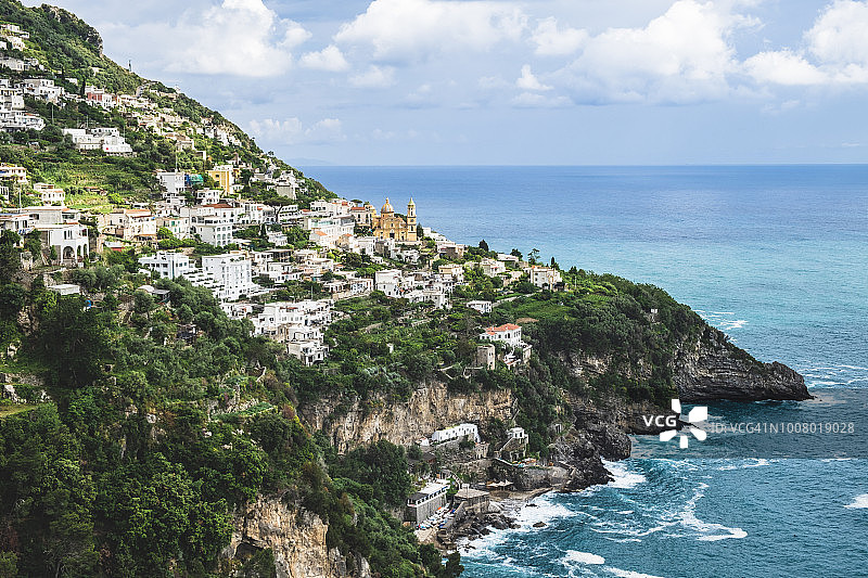 阿马尔菲海岸波西塔诺普莱亚诺镇风光图片素材