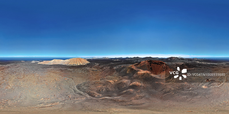 蒂曼法亚国家公园火山景观360x180度全景图，兰萨罗特岛，加那利群岛图片素材