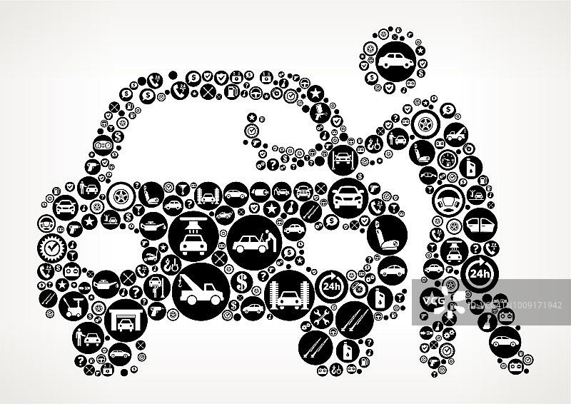 汽车车窗清洁、汽车和汽车维修图标背景图片素材