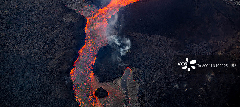 基拉韦厄火山8号裂缝的熔岩流图片素材
