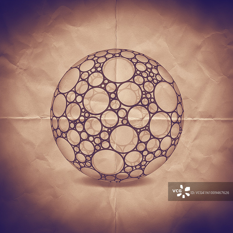 棕色纸上的抽象球体图片素材