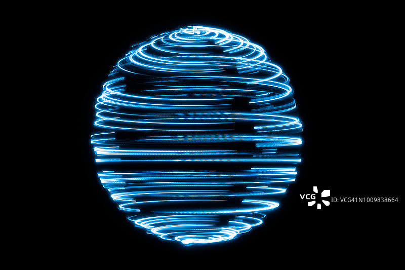 旋转的蓝色光迹球图片素材