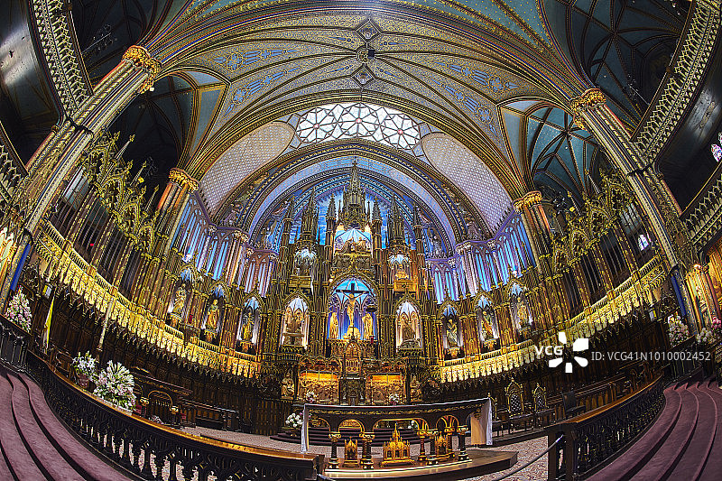 蒙特利尔圣母大教堂内部景象图片素材