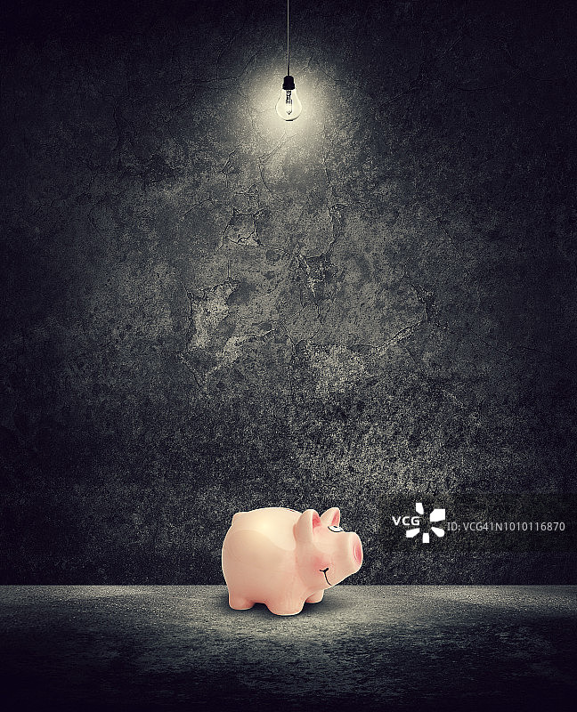 灯泡下的储蓄罐图片素材