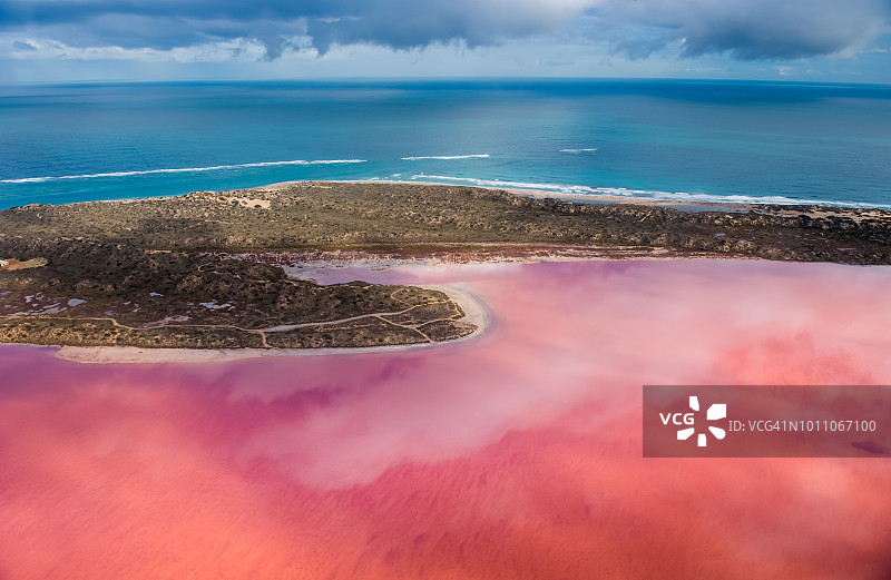 澳大利亚赫特泻湖（粉红湖）航拍图片素材
