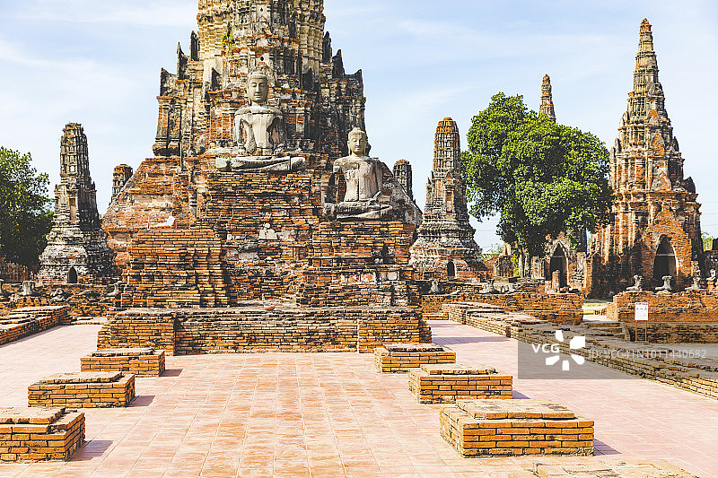 泰国阿瑜陀耶柴瓦塔那兰寺遗址图片素材