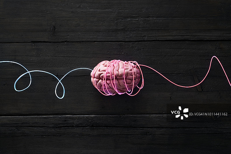 连接线路的大脑，深度学习的象征图片素材
