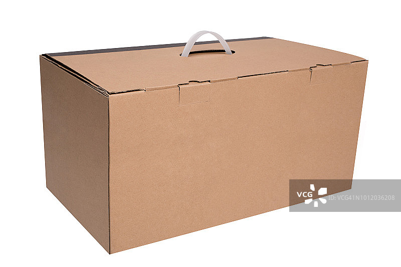 白色背景上的棕色纸板箱图片素材