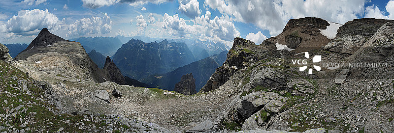 从多索峰观看奔宁阿尔卑斯山和莱蓬廷阿尔卑斯山全景图片素材