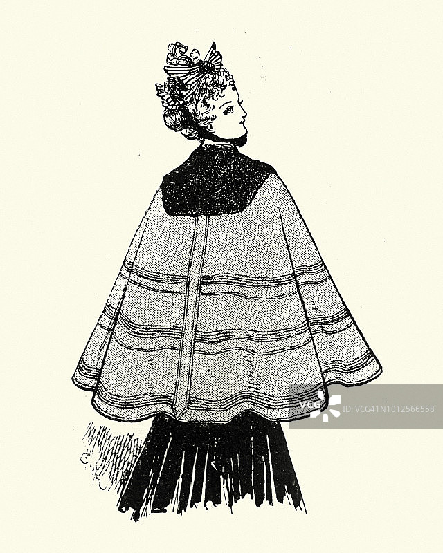 维多利亚时期女性服装，19世纪90年代，披肩图片素材