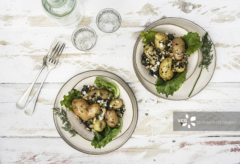 美味土豆沙拉双人午餐图片素材